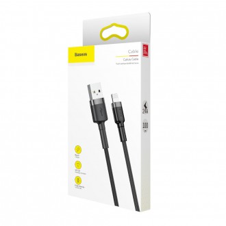 Baseus Cafule Cable odolný nylonový kabel USB / Lightning QC3.0 2.4A 1M černo-šedý (CALKLF-BG1)