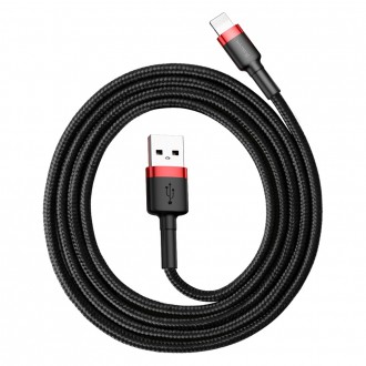 Baseus Cafule Cable odolný nylonový kabel USB / Lightning QC3.0 2.4A 1M černo-červený (CALKLF-B19)