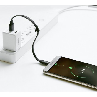 Baseus Nimble plochý kabel USB / USB-C kabel s držákem 2A 0,23M černý (CATMBJ-01)